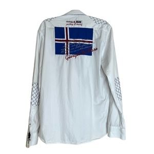 Giorgio‎ Di Mare Ocean International Team White Button Down Shirt Men's